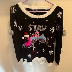 Flamingo Christmas Sweater Medium